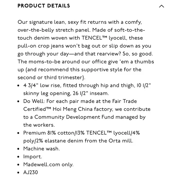 Madewell Maternity Skinny Crop Over the Belly Jeans TENCEL Dewey wash - Picture 4 of 11